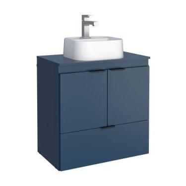 Imagem de Gabinete Para Banheiro Em Madeira Sem Cuba Lis 60 Azul - Cozimax