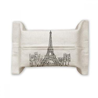 Imagem de Bolsa de linho de algodão com suporte para cobertura de papel de tecido quadrado da Torre Eiffel França Paris