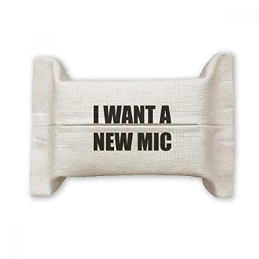 Imagem de Bolsa de linho de algodão com suporte para capa de papel para lenços faciais I Want A New Mic