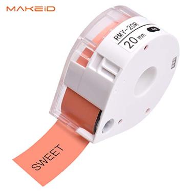 Imagem de Mufern 1 rolo de papel de etiqueta adesiva para impressora térmica Nome do papel Preço Etiqueta de código de barras Fita adesiva Tear- para T7 Portable Label Maker Printer, Red 20mmx4m