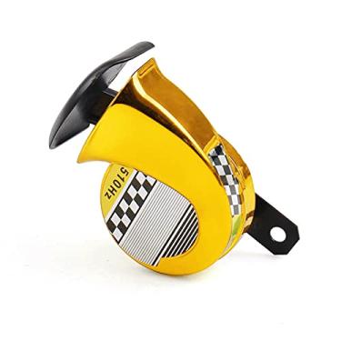 Imagem de Buzina de ar super alta à prova d'água 12V DC 130dB caracol ar motocicleta buzina sirene alta 510Hz para carro, caminhão, motocicleta, trem buzinas (cor: dourado)