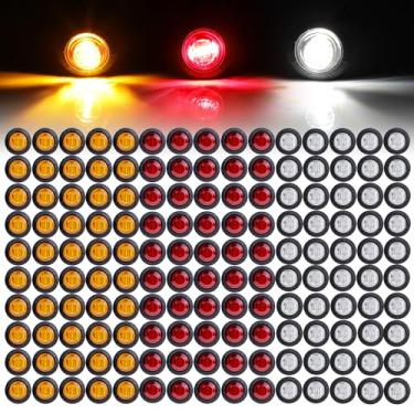 Imagem de Ledvillage 150 peças mini âmbar redondo de 3/4 polegadas + vermelho + branco LED luzes com ilhós ajuste universal reboque caminhão barco RV Van folga lâmpada 12V DC