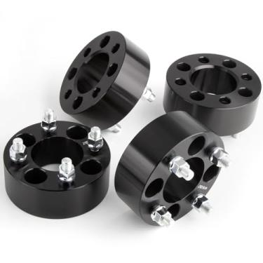 Imagem de JiiinMiiin Adaptadores de espaçadores de roda de carrinho de golfe 4X4 2" (50 mm) com furo de cubo de 68 mm serve para EZ GO EZGO Club Car, 4 x 101,6 mm 1/5.1 cm x20 Studs, preto 4 peças