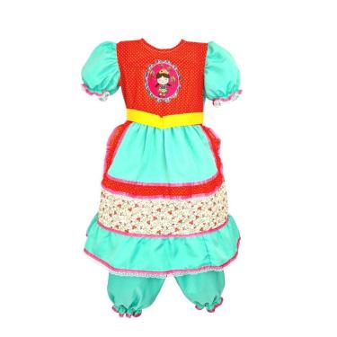 Imagem de Vestido Infantil Boneca Verde Festa Junina Caipira C/ Shorts