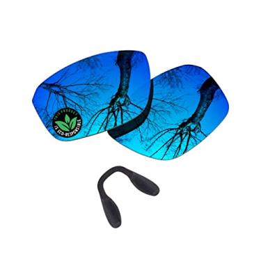Imagem de Raydi Lentes de reposição de policarbonato e protetores de nariz para óculos de sol retangulares Oakley Split Shot OO9416 - Espelho azul gelo - Polarizado