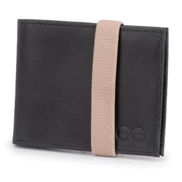 Imagem de Carteira Masculina Slim Pequena Luxo Couro Legítimo Elástico (preto)