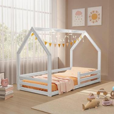 Imagem de Cama Montessoriana Com Colchão Infantil Madeira Maciça Branco Amy Shop JM