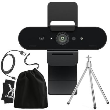 Imagem de Logitech Brio 4K HD Webcam com microfone para desktop com tripé e suporte universal - Câmera USB para computador - Streaming de webcam ultra pro grande angular para reuniões e jogos