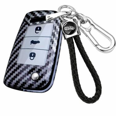 Imagem de HIBEYO Capa de chaveiro compatível com VW Golf 7 capa de chave de carro para Volkswagen Polo Tiguan MK7 Sagitar T-Roc Lavida capa para chave acessórios de material de PC protetor de chave de carro - B