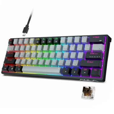 Imagem de AULA Teclado mecânico para jogos 60% com fio, 29 teclados RGB retroiluminados personalizados, interruptor marrom 60% mini design compacto pequeno para PC/Mac/Laptop/Wins (versão com fio)