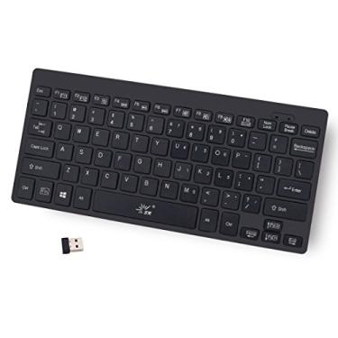 Imagem de SR Mini teclado 2,4 G sem fio fino luz 78 teclas USB multimídia pequeno para PC computador laptop (preto)