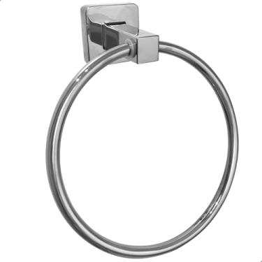 Imagem de Dona D Cor, Porta Toalha redondo Cromado Suporte De Parede argola Banheiro Luxo Toalheiro Lavabo Porta Toalha De Rosto Mãos anel Metal Inox Prata Brilhoso