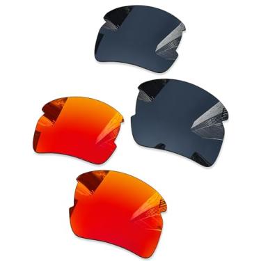 Imagem de Combine8 2 pares de lentes de reposição ploarizadas para óculos de sol Oakley Flak 2.0 XL OO9188 - preto + vermelho fogo
