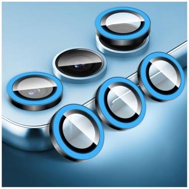 Imagem de Kucheed Protetor de lente de câmera luminoso para Samsung Galaxy A35/A55, protetor de tela de vidro temperado colorido noctilucente, alinhamento automático, anéis de liga de alumínio