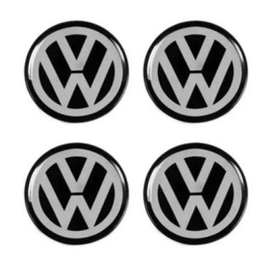Imagem de Emblema Resinado Calota Vw Adesivo 48mm 4 Unidades - Emblema Tech