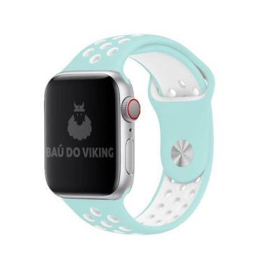 Imagem de Pulseira Furos ML Turquesa/BR Compatível Apple Watch 44mm - Baú do Vik