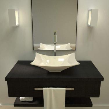 Imagem de Kit 3 Cubas de Apoio para Banheiro L38 Lux Retangular Folha Compace Bege