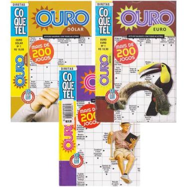 Imagem de 3 Livros Passatempos Coquetel Ouro Médio + 200 Jogos 288pg, Palavras C