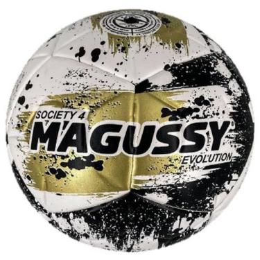 Imagem de Bola Futebol Society 4 Evolution Magussy, Branco, Dourado, Preto