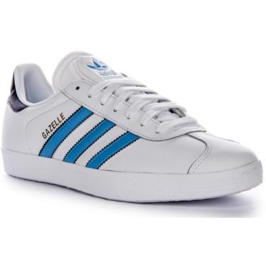 Imagem de adidas Tênis masculino Gazelle Indoor, Branco nuvem/semi azul explosão/índigo noturno, 44