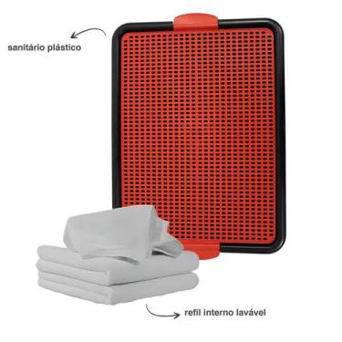 Imagem de Sanitário Plástico Pet Vermelho com 3 Refis Absorventes Laváveis - Qua