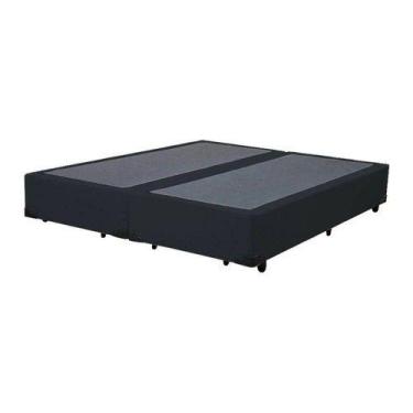 Imagem de Base Cama Box King Size Suede Preto Bipartido 193X203X40 - SULA MÓVEIS