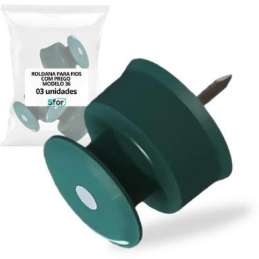 Imagem de Kit c/3 roldana para fios com prego verde modelo 36 sfor - SFORPLAST