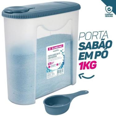 Imagem de Porta Sabão Em Pó Com Dosador Econômico Lavanderia Organização Limpeza