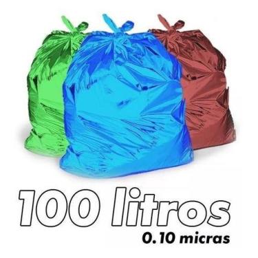Imagem de Saco De Lixo 100 Litros Colorido Reforçado 0,10 Micras 100u - HIGIPACK