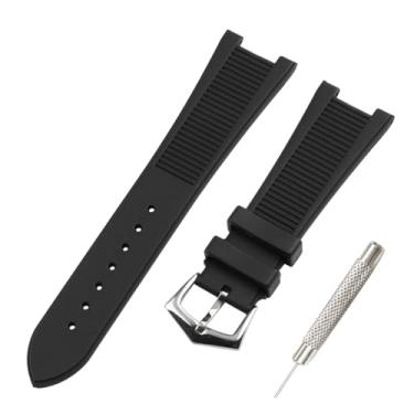 Imagem de FACLE Pulseira de relógio masculina de borracha de 25 mm para substituição adequada para Patek Philippe Nautilus 5711 5712 5724 5726 5980 pulseira de silicone para esportes ao ar livre (preto)