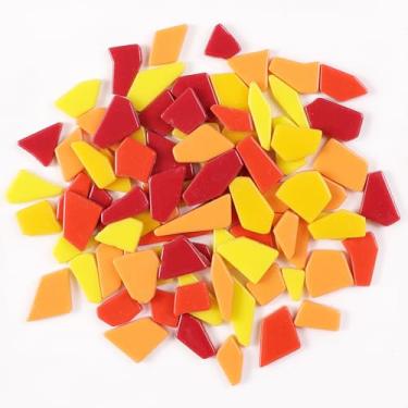 Imagem de Azulejos de vidro de mosaico esmaltado irregular de 500 g para artesanato em massa, tamanho pequeno aleatório de peças de mosaico de vidro reciclado quebrado para fabricação de mosaicos DIY (RB500)