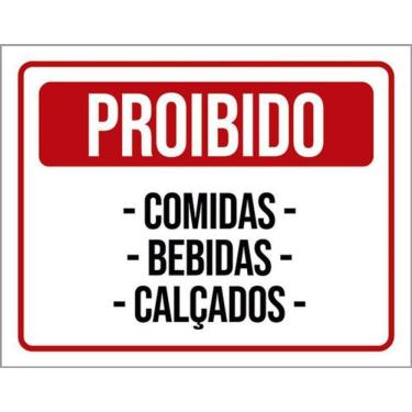 Imagem de Kit 3 Placas Sinalização - Proibido Comida Bebidas Calçados