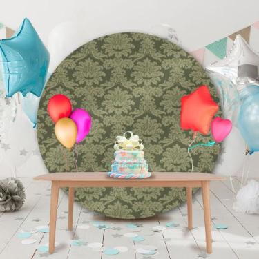 Imagem de Painel Redondo em Jacquard Verde Musgo Medalhão - Jacquard Tradicional