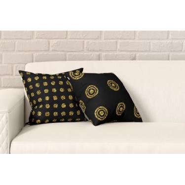 Imagem de Kit 2 Almofadas Com Enchimento Gold Digger Preto e Dourado - Core Deco