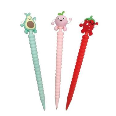 Imagem de Kit 3 Lapiseira Escolar Emborrachada Frutinhas 0.7mm Tilibra