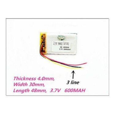 Imagem de 3 Fios  403048 3,7v 600mah 4mmx 30mm X 48mm Recarregavel - KMIG
