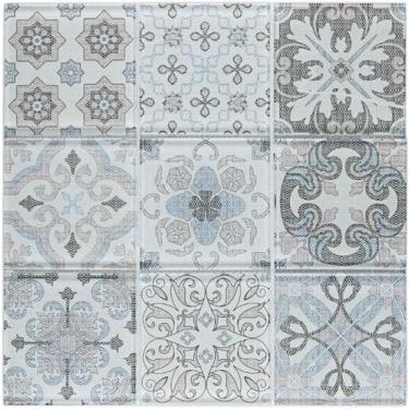 Imagem de Pastilha de vidro PW502 - PATCHWORK AZUL 30x30cm - GLASS MOSAIC