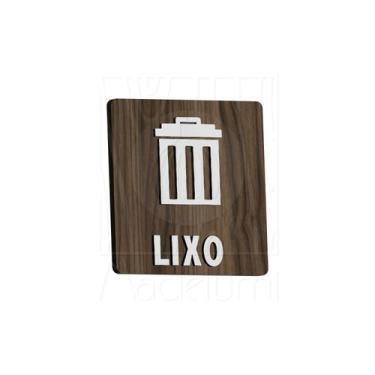 Imagem de Placa Sinalização Madeira Lixo Lixeira Jogue Lixo Aqui - Madelumi
