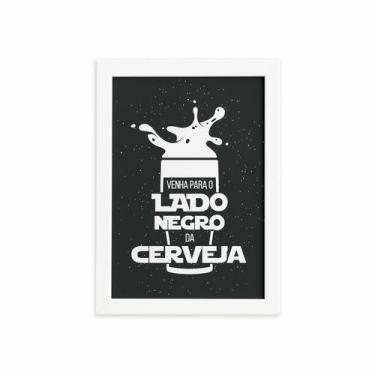 Imagem de Quadro Geek Jedi Lado Negro Cerveja Moldura Branca 33x43cm - Quartinho
