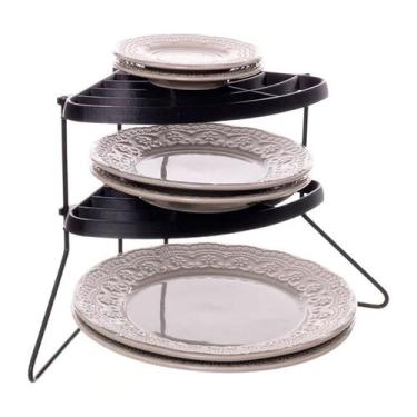 Imagem de Organizador de Pratos Rack de Canto Armário Cozinha Compacto Andares P