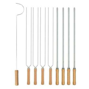 Imagem de Kit Preparo Churrasco 9pcs Churrasqueira Grelha e Espetos 55cm Simples