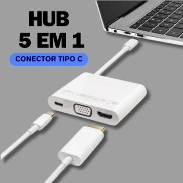 Imagem de Adaptador HUB USB Tipo C 5 em 1 HDMI VGA USB 3.0 - Athlanta