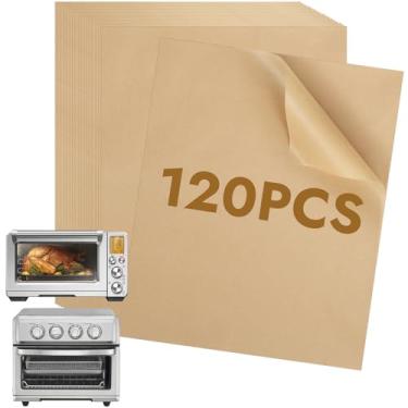 Imagem de BYKITCHEN Forros de papel pergaminho para fritadeira a ar de 28 x 23 cm compatíveis com Breville Smart Oven Air Fryer Pro BOV900BSS/Cuisinart Airfryer Torradeira, acessórios combo de torradeira
