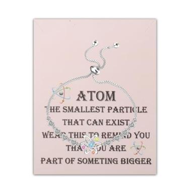 Imagem de FEELMEM Presente principal de ciência, símbolo de átomo, química, ciência, pulseira, presente de graduação para estudantes de ciências para amantes de cientistas, middle, Cobre, Cobre