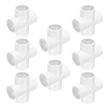 Imagem de HARFINGTON 8 peças de encaixe de PVC 1-1/5.1 cm conector de 4 vias acoplamento de tubulação de grau de construção acessórios de cotovelo para esgoto encanamento tubo de drenagem suprimentos de água