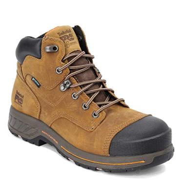 Imagem de Timberland PRO Bota de trabalho masculina Helix Hd, bico de borracha impermeável, sapato industrial e de construção, Couro de flor integral marrom envelhecido, 11