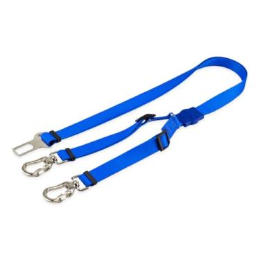 Imagem de Mood Pet Cinto De Segurança Pet Duplo Universal Cachorro Gato Cães Gatos Carro Coleira Adaptador Ajustável (Blue)