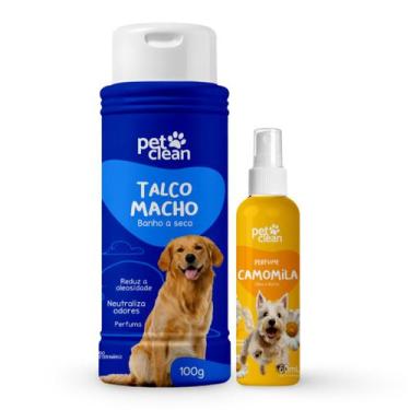 Imagem de Kit Talco Perfume cachorro gatos higiene pet banho a seco para caes ne