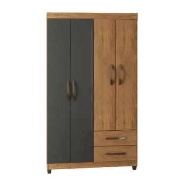 Imagem de Guarda Roupa Roupeiro Lion Solteiro Com 4 Portas 2 Gavetas - Móveis Le