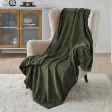 Imagem de Cobertor de Lã Bedsure Twin Size Verde Oliva - 300GSM